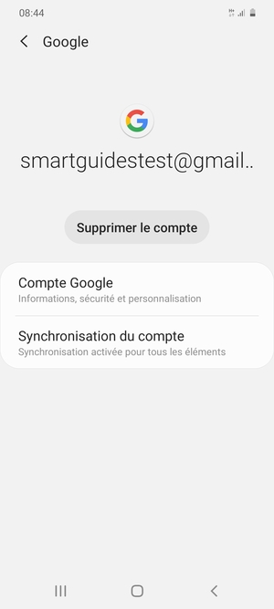 Sélectionnez Synchronisation du compte