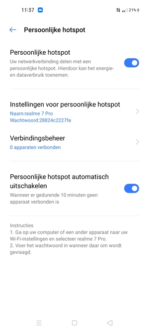 Uw telefoon is nu geïnstalleerd voor gebruik als modem