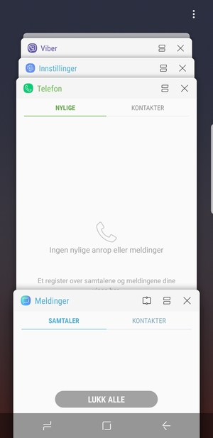 Velg LUKK ALLE