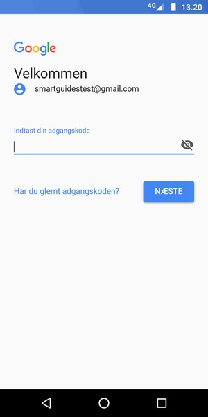 Indtast din adgangskode og vælg NÆSTE