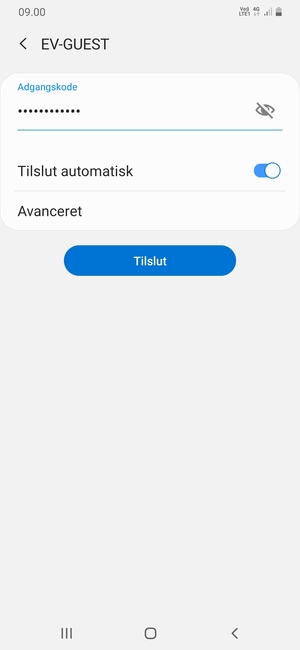 Indtast Wi-Fi adgangskoden og vælg Tilslut