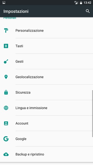 Scorri e seleziona Account