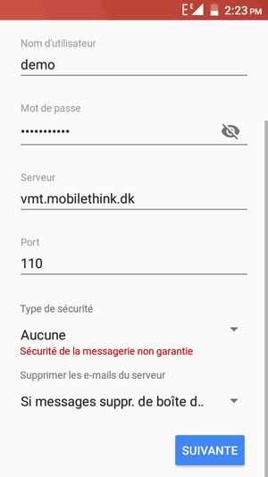 Sélectionnez SUIVANTE