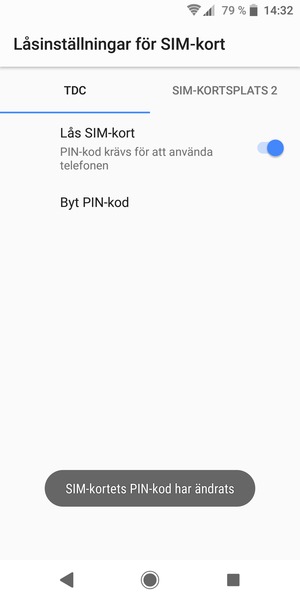 Din PIN-kod har bytts