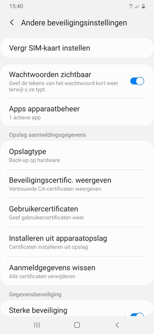 Selecteer Vergr SIM-kaart instellen