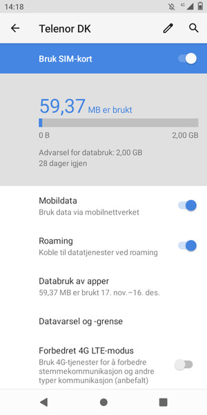 Slå Roaming på eller av