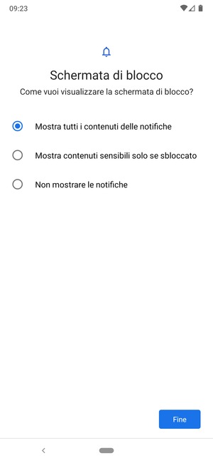 Seleziona la tua opzione preferita e poi Fine