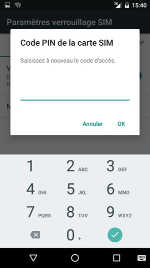 Veuillez confirmer votre nouveau code PIN et sélectionner OK