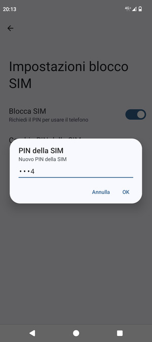 Inserisci Nuovo PIN della SIM e seleziona OK
