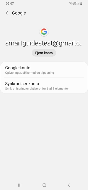 Vælg Synkroniser konto