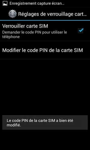 Votre code PIN de la carte SIM a été modifié