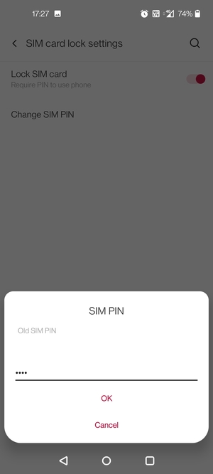 Enter your Old SIM PIN and select OK