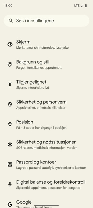 Bla til og velg Sikkerhet og personvern