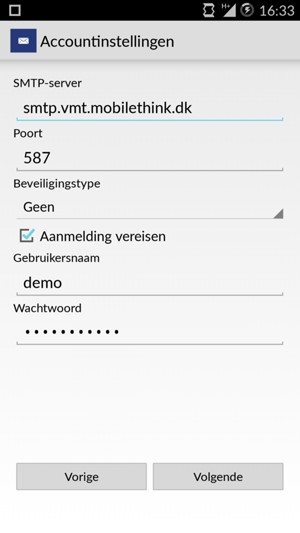 Voer Uitgaand serveradres in