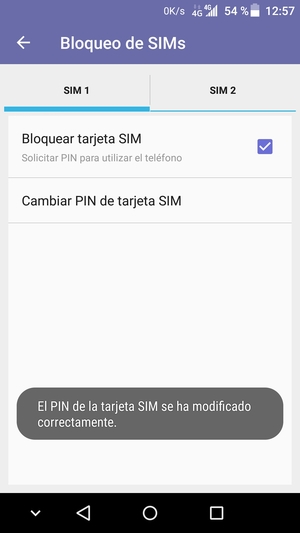 El PIN de la tarjeta SIM ha sido cambiado