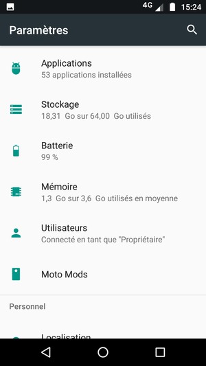 Faites défiler et sélectionnez Batterie