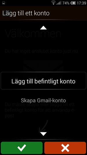 Välj Lägg till befintligt konto och OK