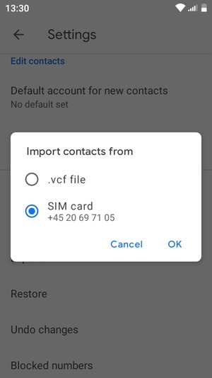 Select SIM card and OK