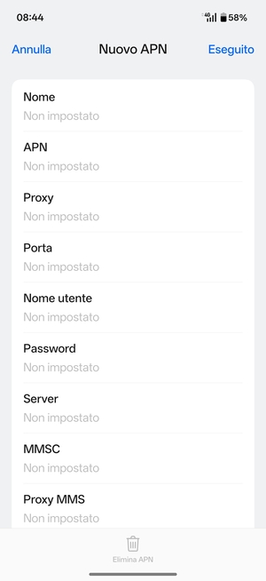 Inserisci informazioni MMS