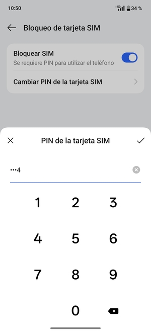 Introduzca su Nuevo PIN de tarjeta SIM y seleccione Aceptar