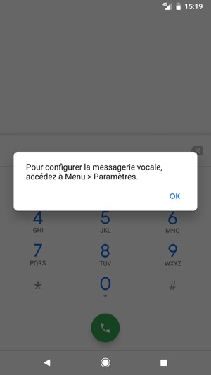 Si votre messagerie vocale n'est pas configurée, sélectionnez OK