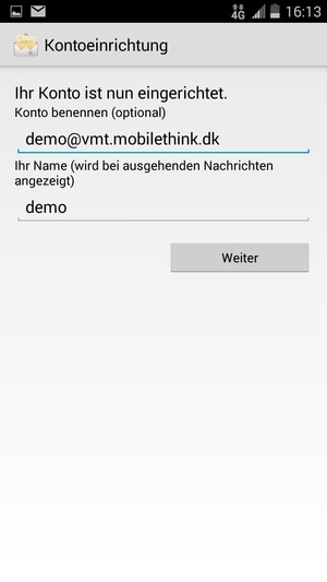 Geben Sie Ihrem Konto einen Namen und geben Sie Ihren Namen ein. Wählen Sie Weiter