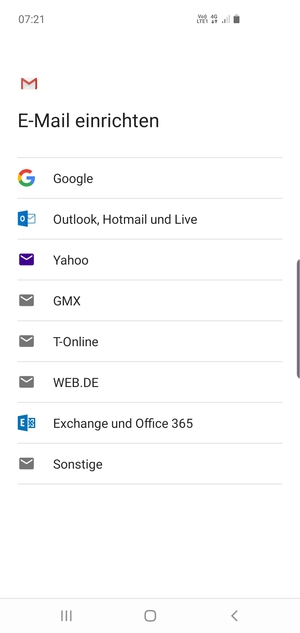 Wählen Sie Google