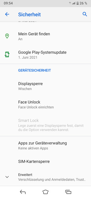 Scrollen Sie und wählen Sie SIM-Kartensperre