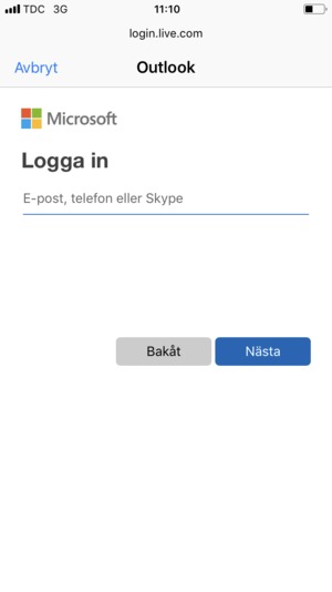 Ange din e-postadress och välj Nästa
