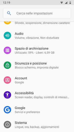 Scorri e seleziona Sicurezza e posizione