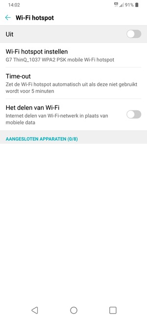 Selecteer Wi-Fi hotspot instellen