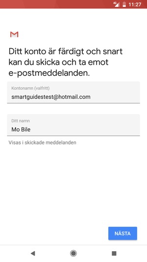 Ge ditt konto ett namn och ange ditt namn. Välj NÄSTA