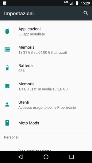 Scorri e seleziona Batteria