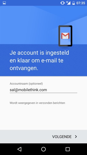 Geef uw account een naam en selecteer VOLGENDE