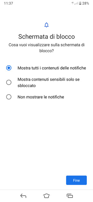 Seleziona la tua opzione preferita e poi Fine