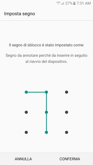 Disegna nuovamente la sequenza di sblocco e seleziona CONFERMA