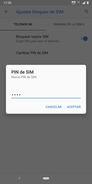 Introduzca su Nuevo PIN de SIM y seleccione ACEPTAR