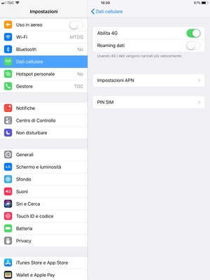Seleziona Impostazioni APN