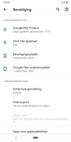 Om uw schermvergrendeling te activeren, ga naar het Beveiliging-menu en selecteer Schermvergrendeling
