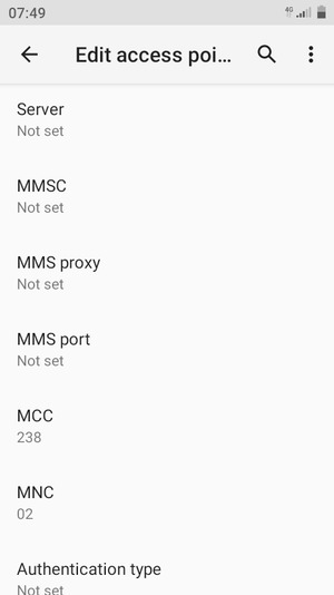 Scroll down and enter MMS information