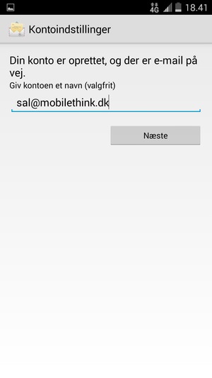 Giv din konto et navn og vælg Næste