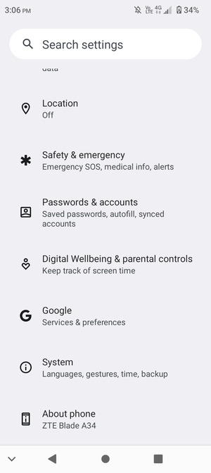 Scroll to and select System