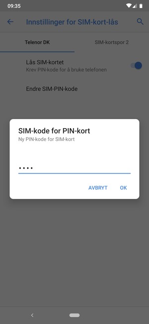 Skriv inn Ny PIN-kode for SIM-kort og velg OK