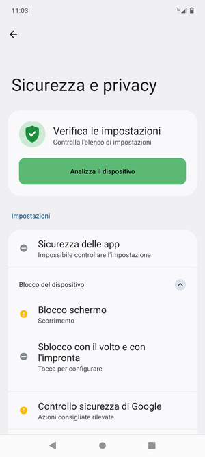 Seleziona Blocco schermo
