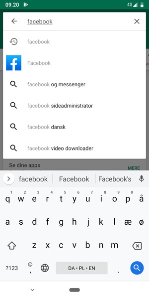 Indtast navnet på appen og vælg Søg