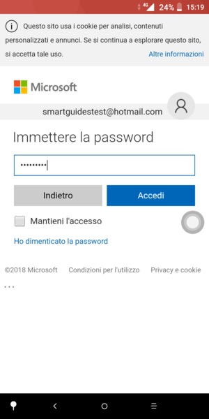 Inserisci la tua password e seleziona Accedi