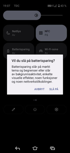 Velg SLÅ PÅ