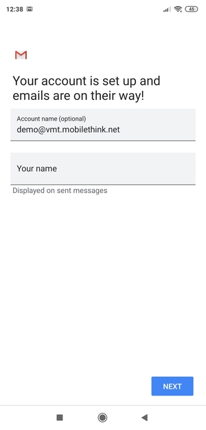 Give your account a name and enter your name. Select NEXT