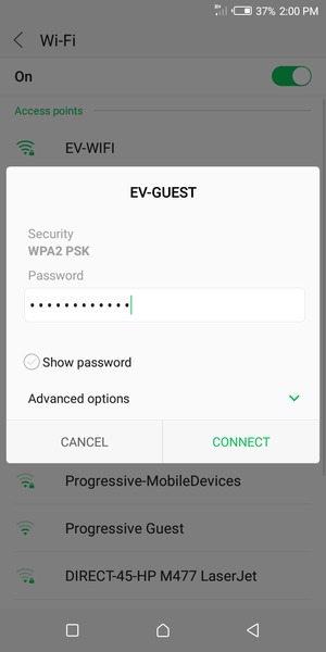 Enter the Wi-Fi password and select CONNECT