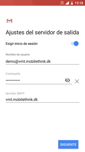Introduzca la dirección de servidor saliente